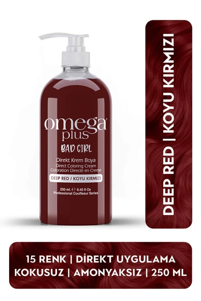 Omega Plus Bad Girl Koyu Kırmızı Amonyaksız Renkli Saç Boyası 250ml - Resim 2