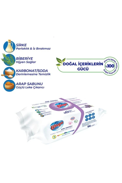 BINGO YÜZEY HAVLUSU LARGE 96 ADET LAVANTA - Resim 4