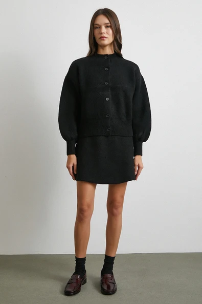 Hırka Etek Triko Takım Siyah - 5