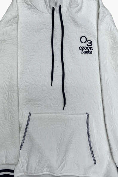 Kız Çocuk Desenli Kapüşonlu Kanguru Cepli Ribana Detaylı 3 İplik Sweatshirt 12327 - Resim 3