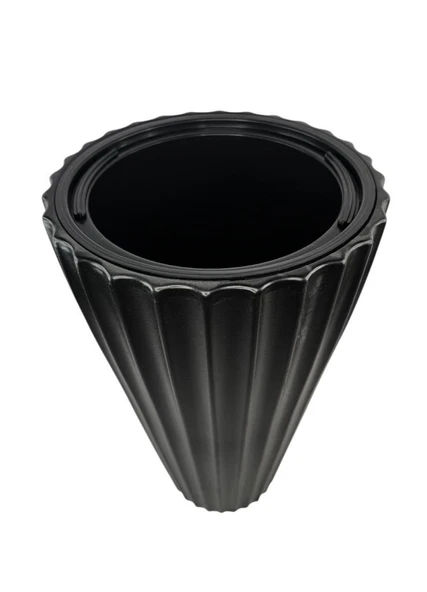 Siyah Lilyum Model Vazo Dekoratif Plastik Saksı 57cm 9 Litre İç Hacim Estetik ve Modern Tasarım - 3