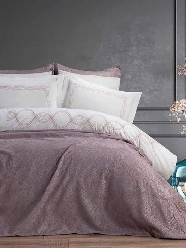 Bella Home Aren 7 Parça Yatak Örtüsü Seti Gül Kurusu