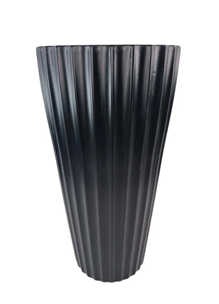 Siyah Lilyum Model Vazo Dekoratif Plastik Saksı 57cm 9 Litre İç Hacim Estetik ve Modern Tasarım
