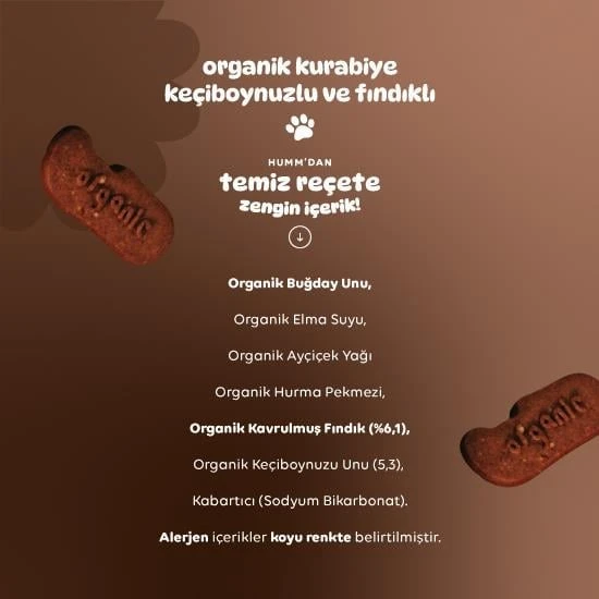 Humm Organik Keçiboynuzlu ve Fındıklı Vegan Kurabiye 55 Gr - Resim 4