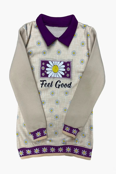 Kız Çocuk Papatya Baskılı Taş Süslemeli 3 İplik  Alt Üst Takım 12324 - Resim 7