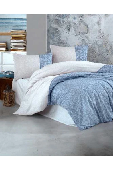 KRİSTAL RANFORCE NEVRESİM TAKIMI ÇİFT KİŞİLİK - ZARA MAVİ NEVRESİM