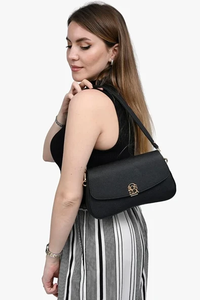 Bayan Çarpraz Askılı Çanta 67-7118 Siyah - Resim 3