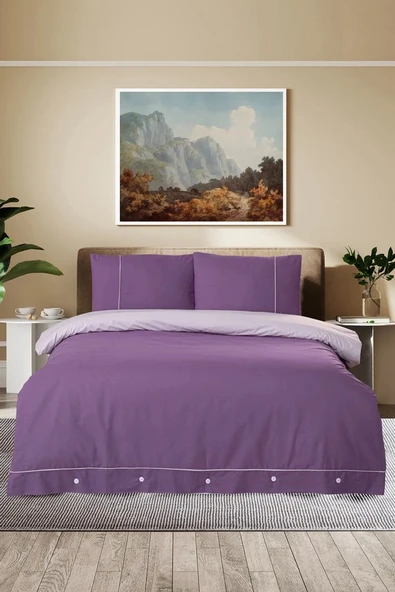 Pierre Cardin Pamuk Nevresim Takımı Biyeli Çift Kişilik Mürdüm-Lila ürün görseli 1