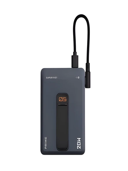 5000mAh 20W Hızlı Şarj Kablosuz Magsafe Powerbank Type-C Kablolu/Girişli Standlı Siyah - Resim 6