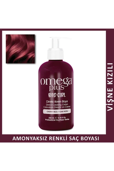 Omega Plus Bad Girl Vişne Kızılı Amonyaksız Renkli Saç Boyası 250ml ürün görseli 1