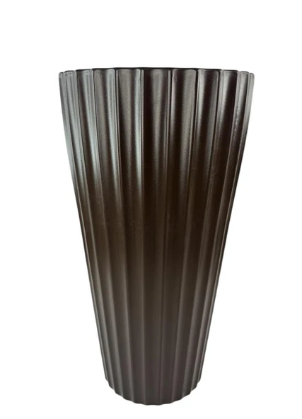 Kahverengi Lilyum Model Vazo Dekoratif Plastik Saksı 57cm 9 Litre İç Hacim Estetik ve Modern Tasarım
