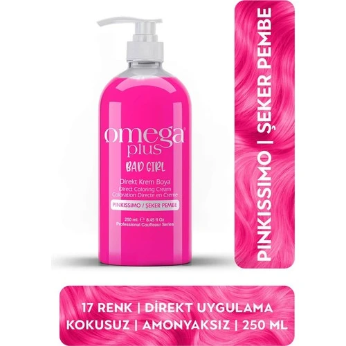 Omega Plus Bad Girl Şeker Pembesi Amonyaksız Renkli Saç Boyası 250ML ürün görseli 1