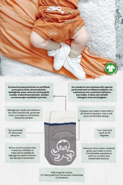 NessiWorld Hayvan Figürlü Kaymaz Erkek Soket Çorap 2'Li BS10119 İndigo - Resim 5