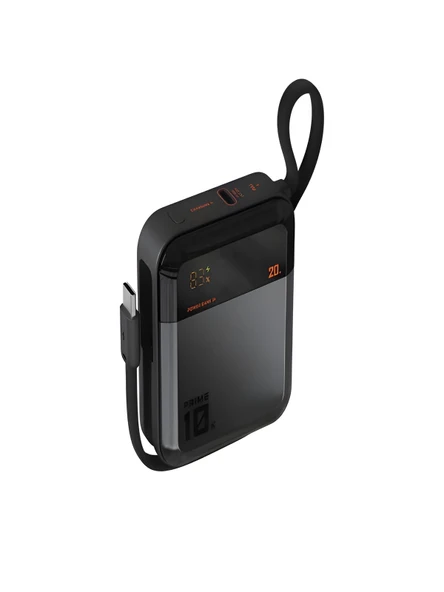 10000mAh Dijital Göstergeli Type-C Kablolu/Girişli 20W Hızlı Şarjlı Powerbank Siyah - Resim 5