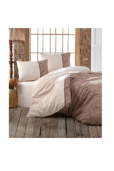 Kristal Kahve Ranforce  Çift Kişilik Nevresim Takımı