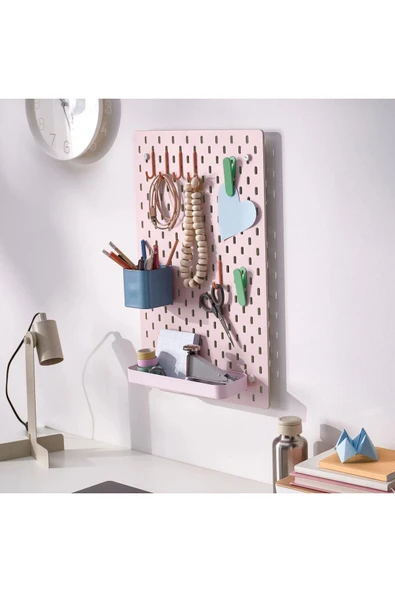 Skadis Çift Taraflı Çok Amaçlı Pano, Bej ve Pembe, 36x56 cm - Resim 2