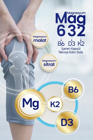 EVOPHARMA Magnezyum Mag632, Vitamin B6 Ve Vitamin D3k2 Içeren Kapsül Takviye Edici Gıda - Resim 6