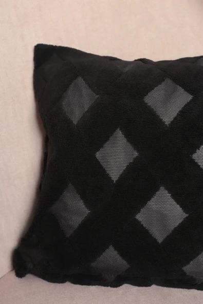 Cross | Welsoft Jakarlı Dekoratif Kırlent Kılıfı 43x43 - ZTCROSS siyah - 3