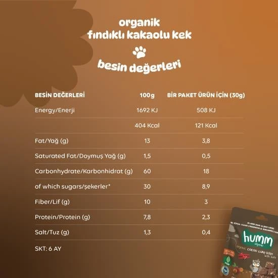 Organik Fındıklı Kakaolu Vegan Kek 30 Gr - Resim 5