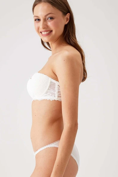 Pierre Cardin  4563 Pisa Destekli / Push - Up Straplez Dantelli Sütyen Takımı - 3