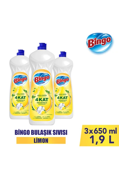 Sıvı Elde Bulaşık Deterjanı Limon 650ml X 3 Adet ürün görseli 1