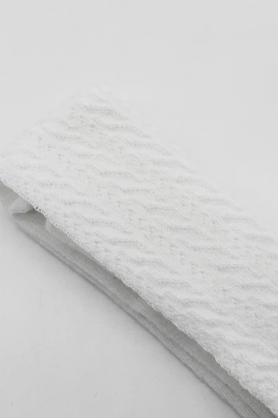 NessiWorld Tekli Zikzak Kabartma Penye Külotlu Çorap BS50108 Beyaz - Resim 4