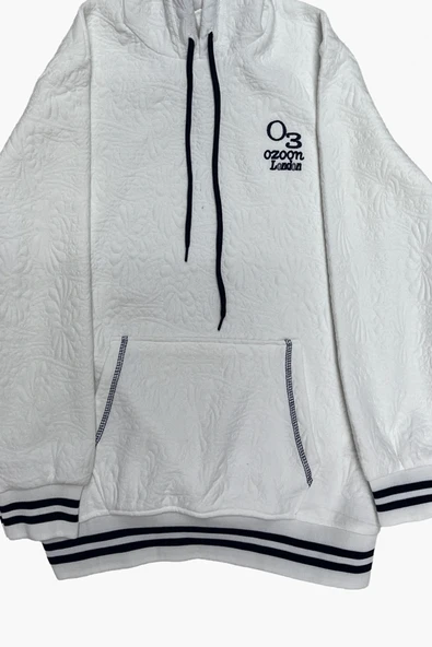 Kız Çocuk Desenli Kapüşonlu Kanguru Cepli Ribana Detaylı 3 İplik Sweatshirt 12327 - Resim 2