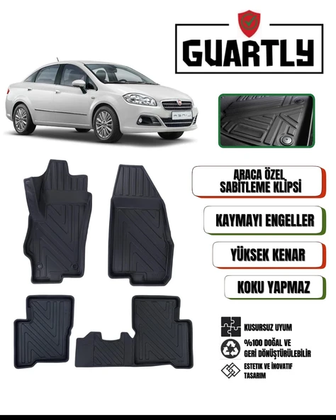 Guartly Fiat Linea 2007 Sonrası Uyumlu Araca Özel 4d Premium Havuzlu Paspas Takımı
