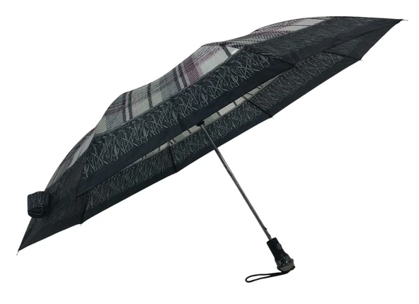 Otomatik Açılır 8 Telli 2 Katlamalı Kadın Şemsiyesi Rüzgara Dayanıklı Kırılmaz Portatif CV26L1 - 2