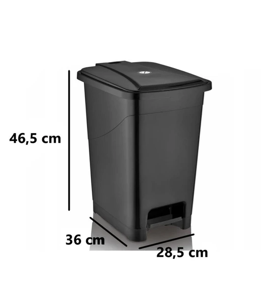 Omnipazar SRL-3029 Slim Pedallı Plastik Çöp Kovası İç Kovalı 25 lt Siyah - Resim 2