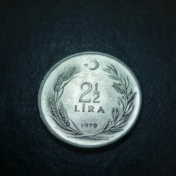 Escoines Koleksiyon 3996368f41bc4d1209 1979 Akmonital 2½ Lira Çatlak Kalıp Nadir Çıkar çil para - Resim 3