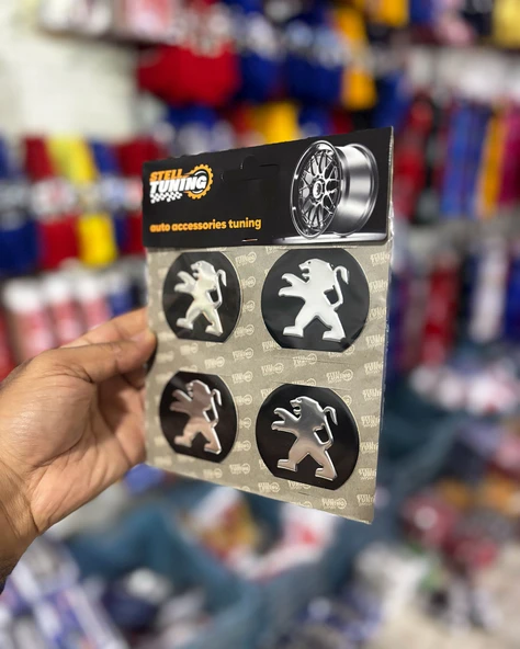 Universal Araç Uyumlu, Pejo Jant Göbeği Arması, Sticker 4'lü Set 60mm - Resim 3