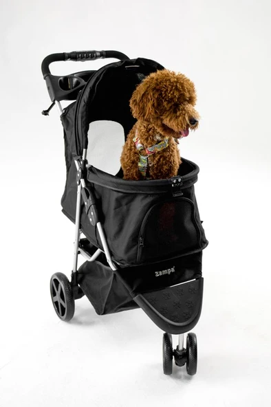 Zampa Triboro Kedi & Köpek Arabası Siyah, 45x80x90cm - Resim 4