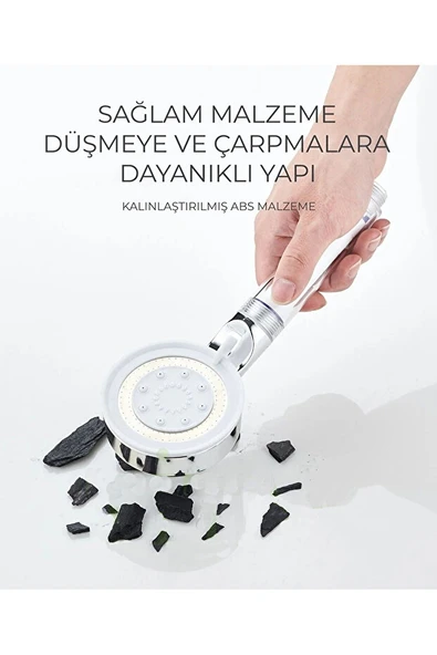 Mucit Home Beyaz Spa Modlu Filtreli Duş Başlığı 5 Fonksiyonlu Duş Fiskiyesi - Resim 2