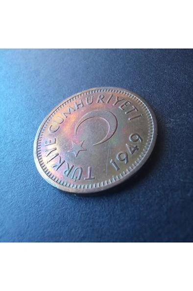 Escoines Koleksiyon 3996368f56d469828a 25 Kuruş 1949 ÇA/ÇİL Rainbow RRRR eski madeni para - Resim 6