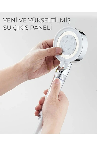 Mucit Home Beyaz Spa Modlu Filtreli Duş Başlığı 5 Fonksiyonlu Duş Fiskiyesi ürün görseli