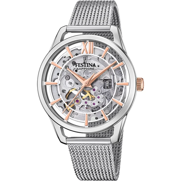 FESTINA F20627/1 AUTOMATIC SKELETON SAPPHIRE KADIN KOL SAATİ - Resim 2
