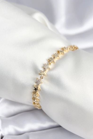 Pirinç Gold Renk Yıldız Model Kadın Bileklik - TJ-BB7968 ürün görseli