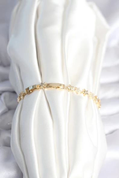 Pirinç Gold Renk Yıldız Model Kadın Bileklik - TJ-BB7968 - Resim 2