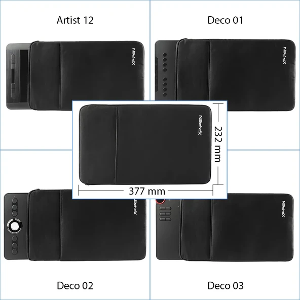 XP-Pen 12 İnçe Kadar Grafik Tabletler İçin Koruyucu Kılıf Çanta Siyah (Deco Serisi ve Artist 12) - 3