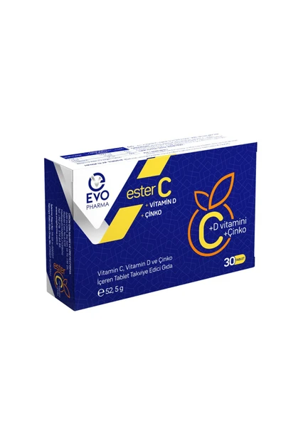 EVOPHARMA Ester C Vitamin D Vitamin C Ve Çinko Içeren Takviye Edici Gıda 30 Tablet - Resim 4