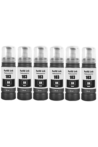 Epson 103 Muadil Uyumlu 6x70 ML Siyah Mürekkep - L1110, L1210, L1230, L1250, L1270, L3110, L3111, L3150