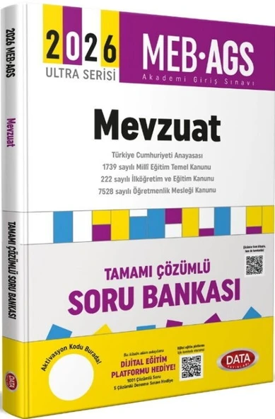 2026 AGS Ultra Serisi Mevzuat Tamamı Çözümlü Soru Bankası Data Yayınları ürün görseli 1