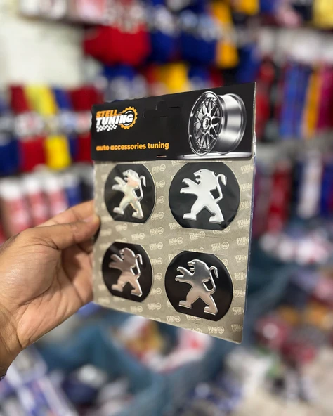 Universal Araç Uyumlu, Pejo Jant Göbeği Arması, Sticker 4'lü Set 60mm - Resim 4