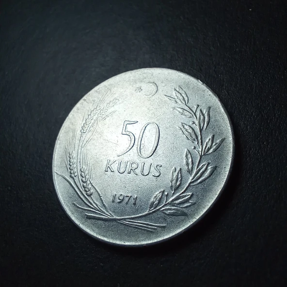 Escoines Koleksiyon 3996368f55e0810eda 1971 Akmonital 50 Kuruş ÇÇT+/ÇA eski madeni para - Resim 3