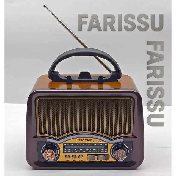 BK-7082BTS Solar Şarjlı Retro Tasarım Radyo - Bluetooth, USB/TF Kart Girişli, El Fenerli (17x13x8 cm) - 5