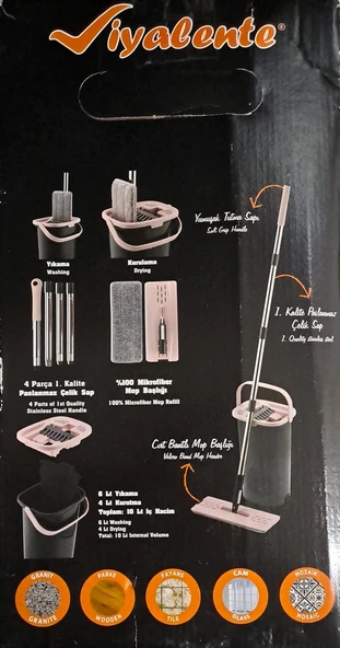 EMAY VİYALENTE MOP SET TABLET MOP TEMİZLİK SETİ KUTULU 10 LT - 3