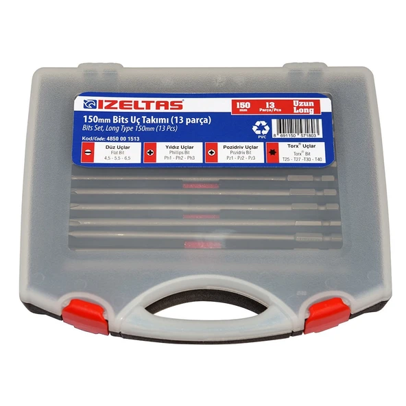 İzeltaş 150mm Uzun Bits Uç Takımı (13 Parça) ürün görseli