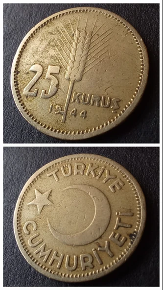 Escoines Koleksiyon 3996368f5703071dea 1944 25 Kuruş ÇT/ÇÇT+ eski madeni para - 2