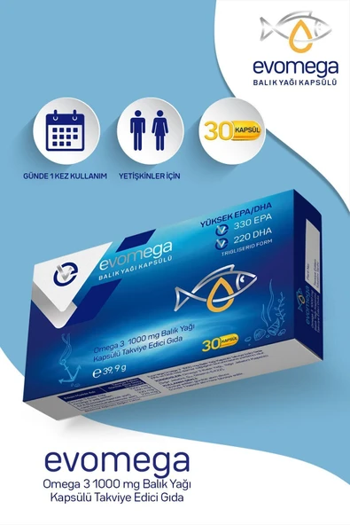 EVOPHARMA Evomega Balık Kapsülü Gıda Takviyesi 30 Kapsül ürün görseli 1